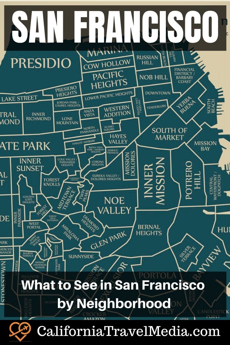 Map of San Francisco by Neighborhood and What to See by Neighborhood | Things to do in San Francisco #san-francisco #california #travel #trip #vacation #things-to-do-in #city #neighborhoods #food #restaurants #must-see #chinatown #bridge #giants