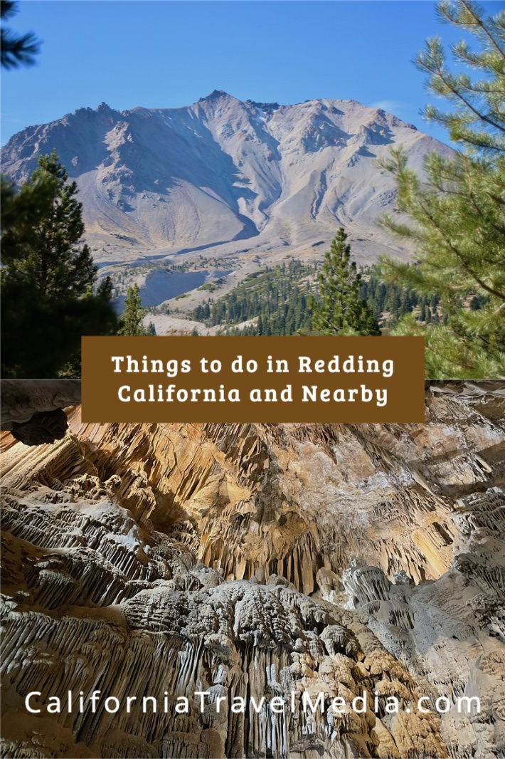 Things to do in and near Redding California include Lassen Volcanic National Park, Lake Shasta Caverns, and a 5 Waterfall Drive including McArthur-Burney Falls #california #usa #travel #trip #vacation #lassen #volcano #McArthur-Burney-Falls #waterfalls #cave #cavenrs #shasta-lake-caverns #sundial-bridge #national-park